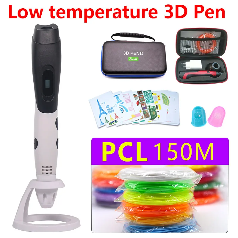 white pen pcl150m Низкотемпературная 3d-ручка для 3D-принтера с 1,75 мм pcl филаментом USB источник питания DC 5 В 2A с красивым чехлом stron легко носить с собой - Цвет: white pen pcl150m