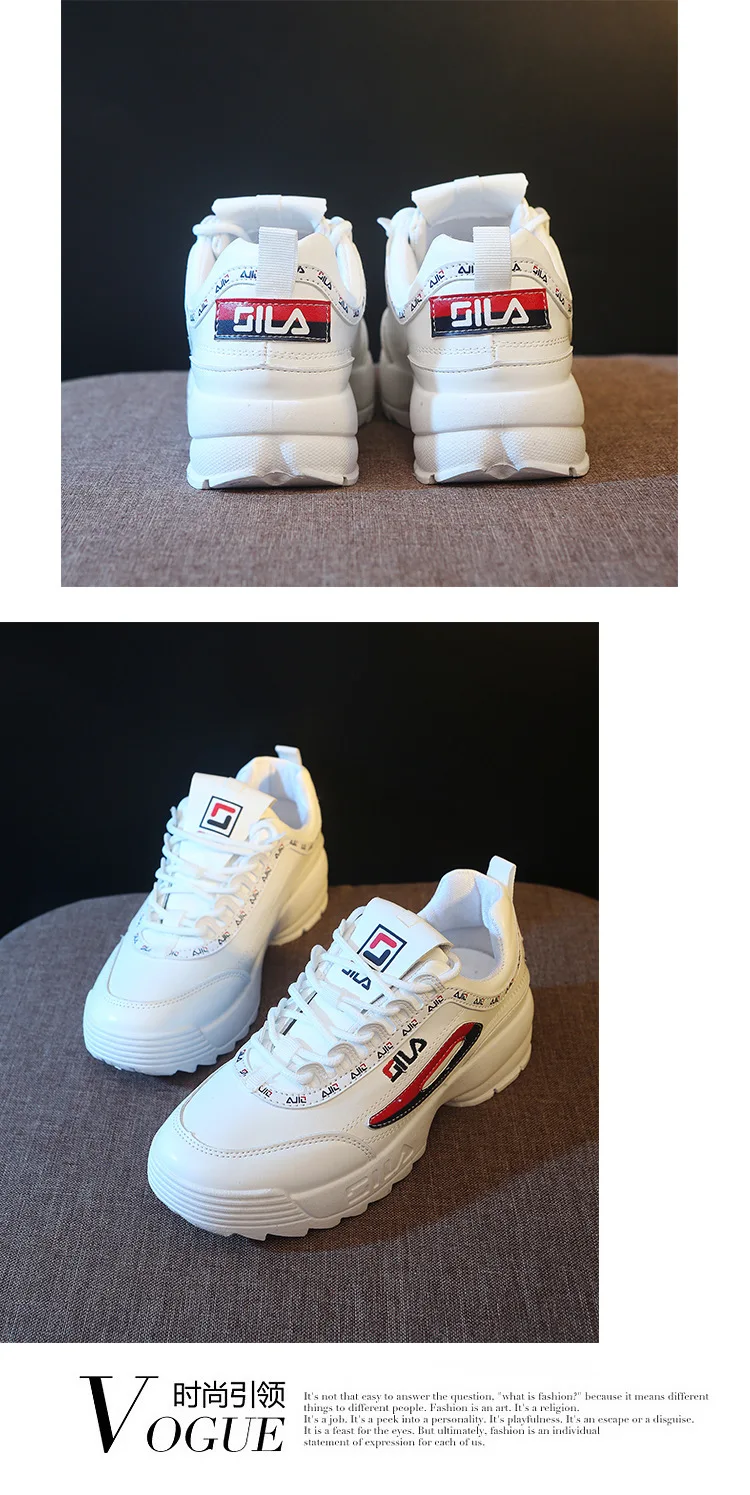 dad shoes new fashion lace-up round-toe breathable plaftorm sneakers dad sneakers women white shoes casual shoe