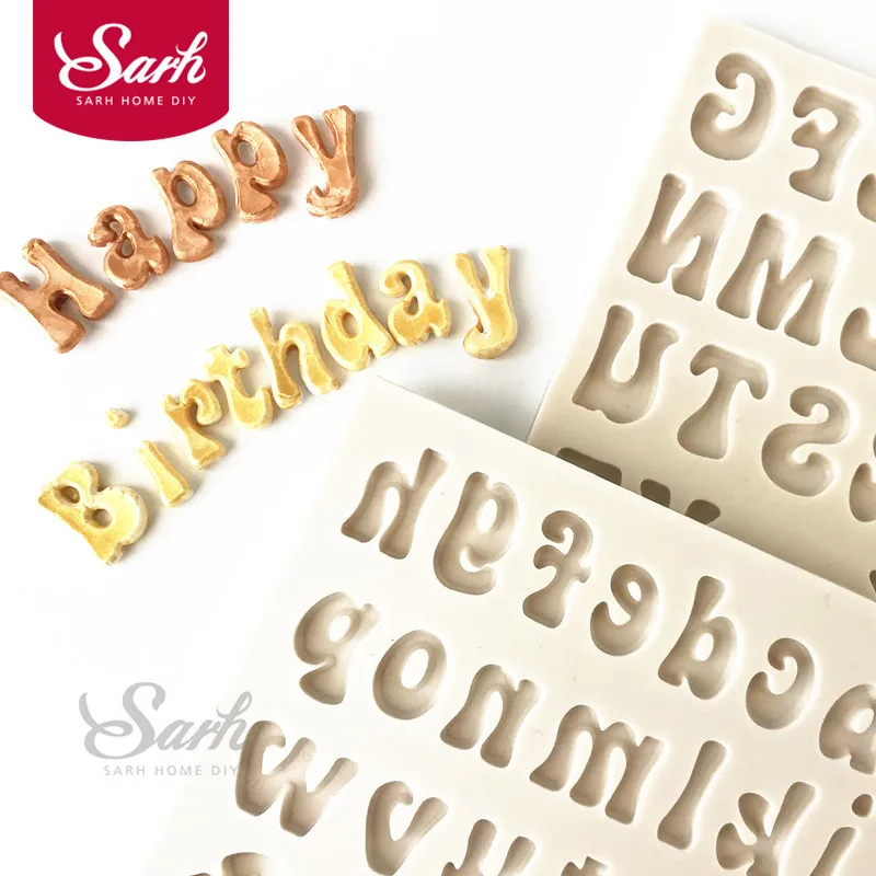 

2 pcs/set Cartoon Capital and Small English Letters Fondant Cake Mold Chocolate Mould for the Kitchen Baking Mold M1194