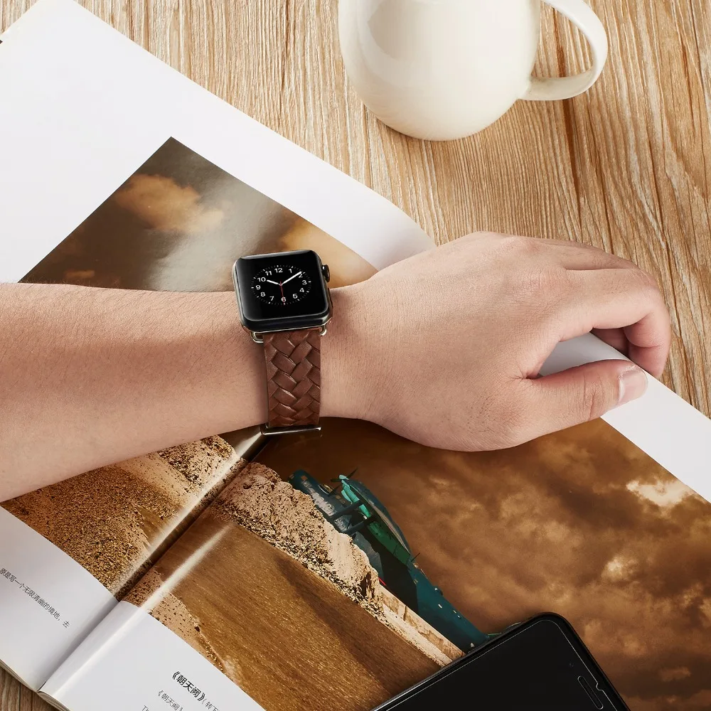 Кожаные Ремешки для наручных часов для Apple Watch Series 5 4 3 2 1, ремешок с пряжкой для iWatch 38, 40, 42, 44 мм, аксессуары для браслетов