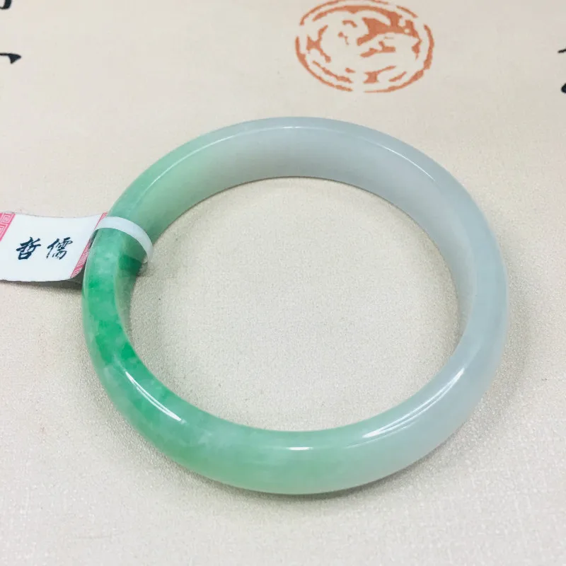 Ювелирные изделия Zheru натуральный нефритовый браслет полузеленый двухцветный 54