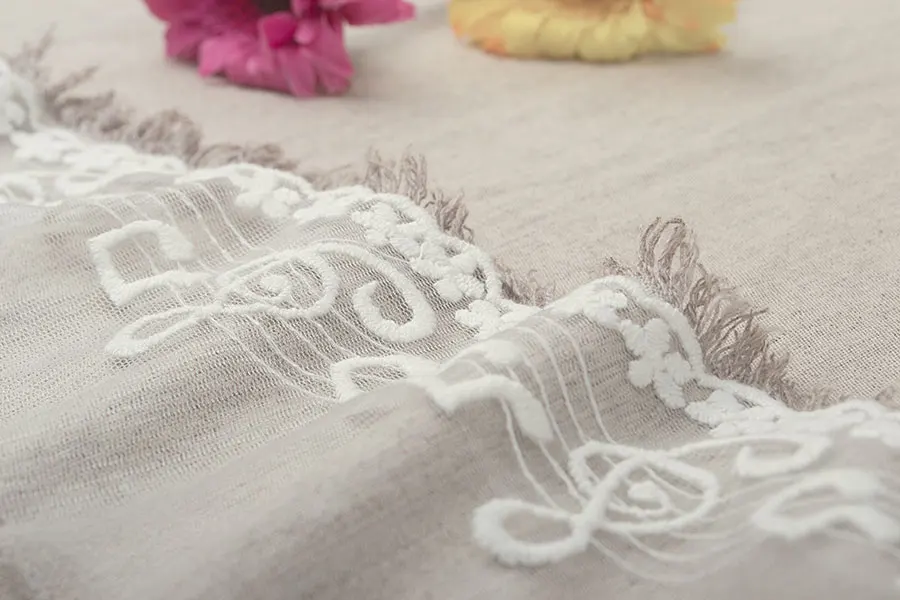 Вышитая вышитая ткань сделай сам белая черная хлопковая кружевная отделка