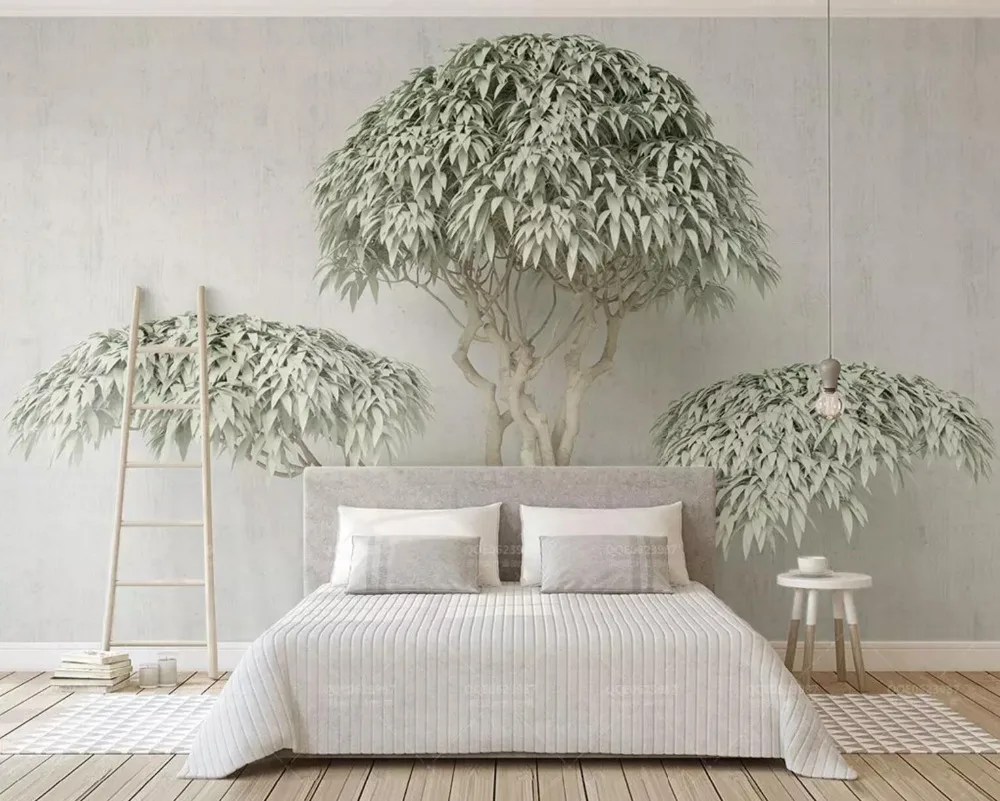 

[Self-Adhesive] 3D Green Leaves Tree 444 Wall Paper mural Wall Print Decal Wall Murals