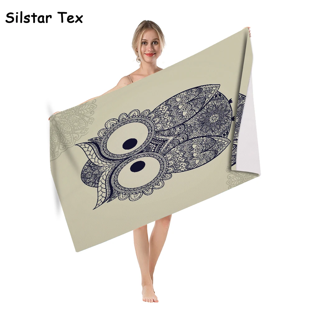 Мягкое прямоугольное банное полотенце Silstar Tex мультяшное пляжное с совой