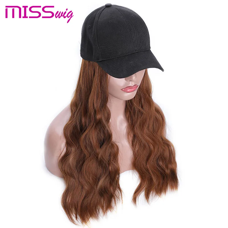 Длинный волнистый синтетический волос MISS WIG 24 дюйма с головной убор горячий стиль