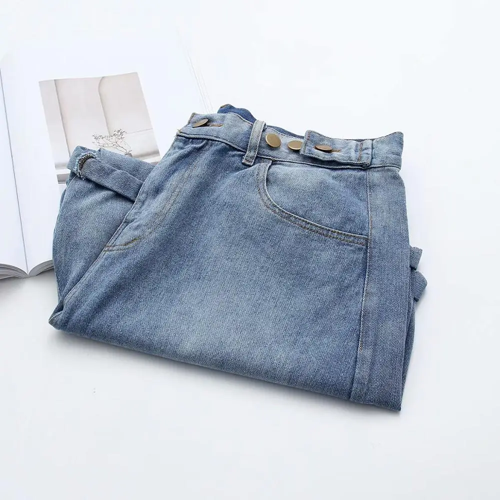 

Plus size high waist light blue cuffs shorts skirts women 2019 fashion summer denim short femme 5XL