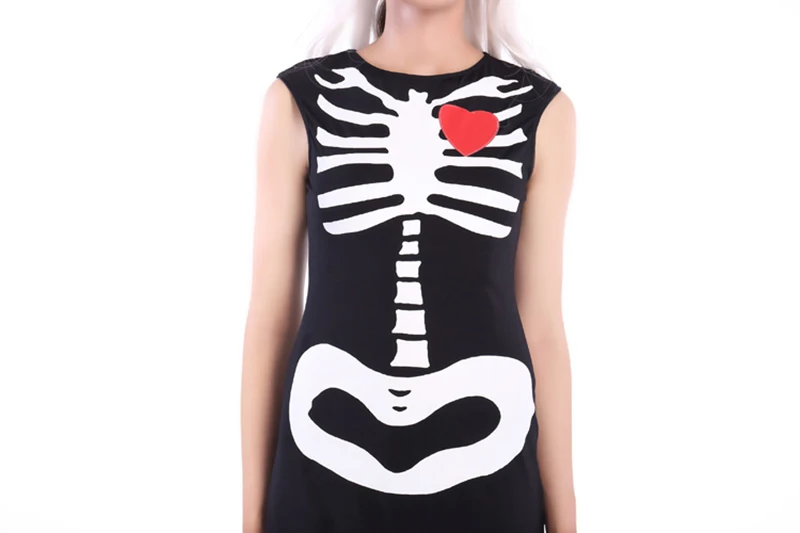 Для взрослых женщин страшный Скелет на Хэллоуин готический костюм платье без