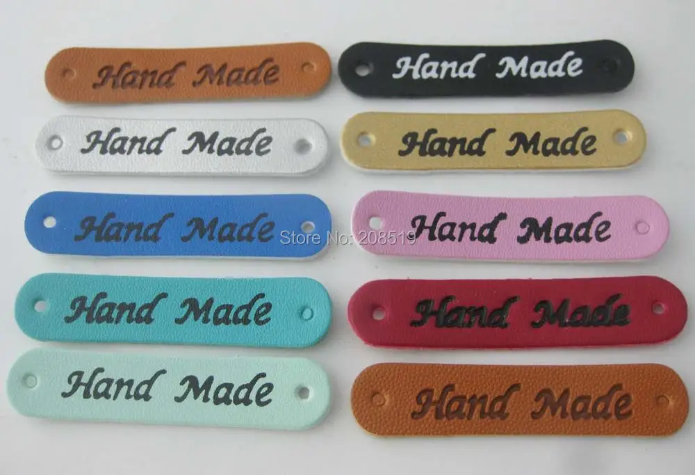 Этикетки LLNVO из искусственной кожи для одежды/перчаток ручной работы 60 шт. разные