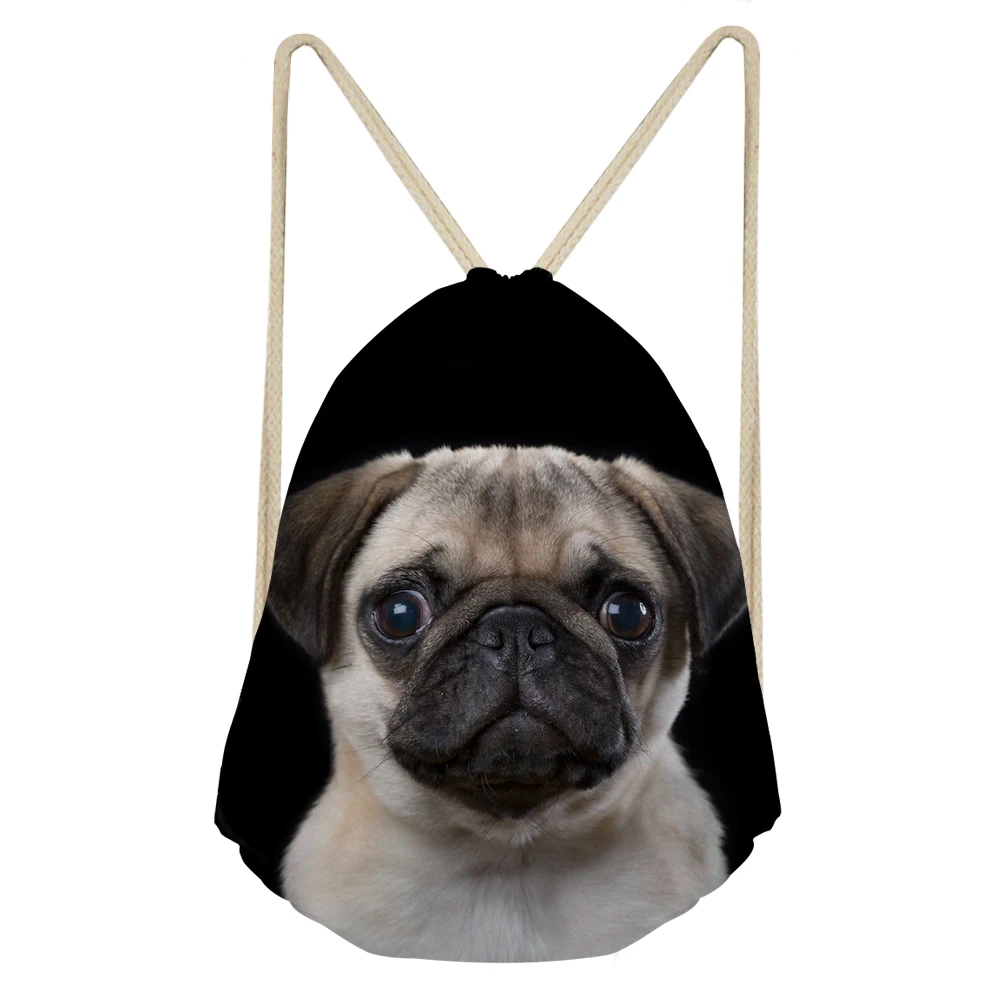 Nopersonality шнурок школьные ранцы дети милого Щенка Мопса Drawstring Рюкзак Для женщин