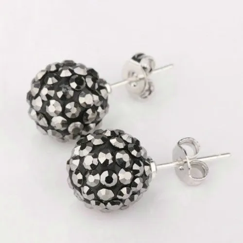 6mm blace LUXUSTEEL 10 пар в наборе диско-шар в форме 6 мм бусины серьги-гвоздики белый/красный/синий/черный/розовый красный/серый/смешанный/пистолет черные серьги - Окраска металла: 6mm blace