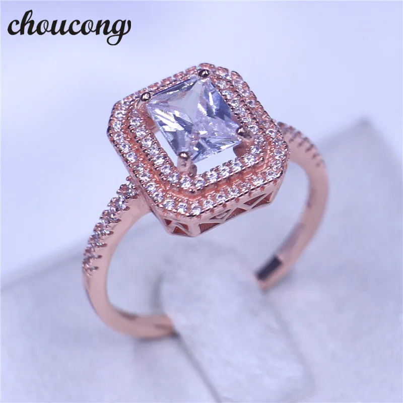 Choucong роскошное женское Ювелирное кольцо два ряда AAA кубический цирконий Cz 925
