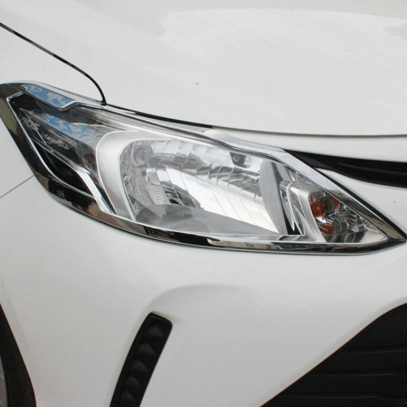 

For Toyota Vios Sedan 2017-2018 ABS Chrome Front Head Light Lamp Frame Decoration Cover Trim Car Accessories