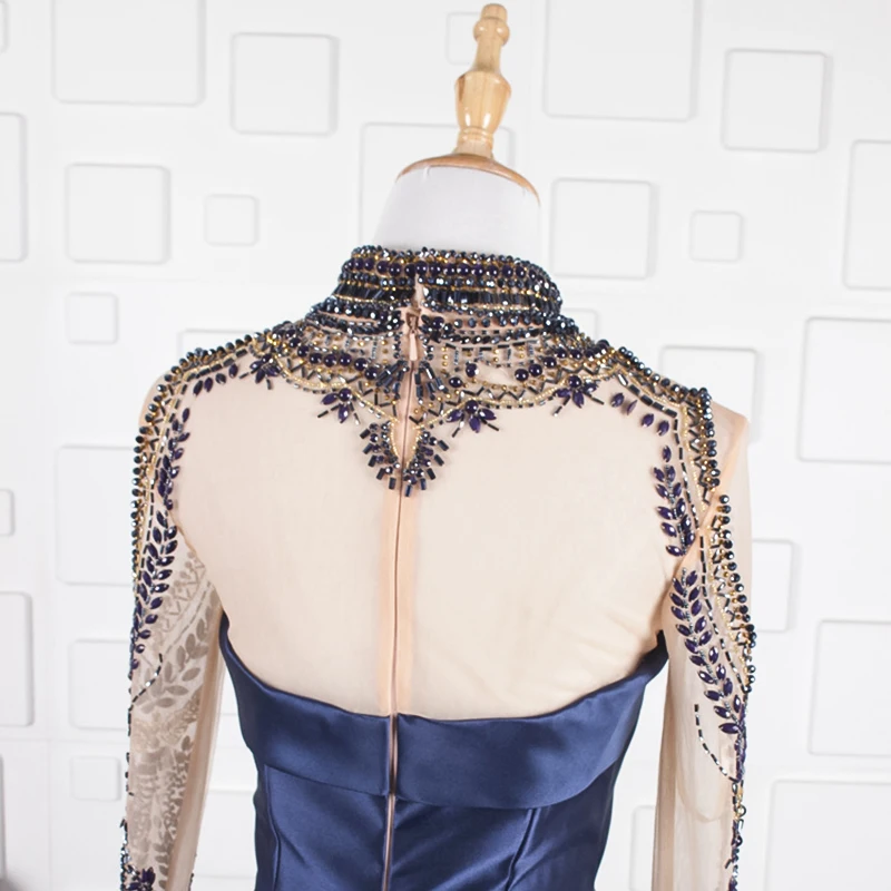 JANCEMBER роскошное платье с длинным рукавом вечернее отделка из бус Кристалл узор