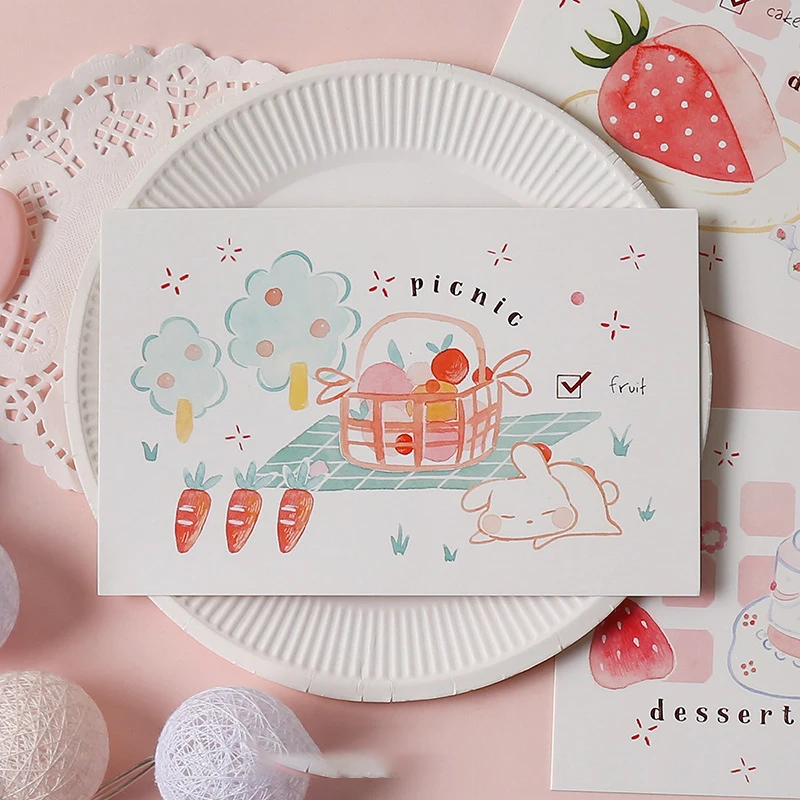 

30pcs Love Cake Sweet Strawberry Card Multi-use As Scrapbooking Party Invitation DIY Decoration Gift Card Message Card Postcard