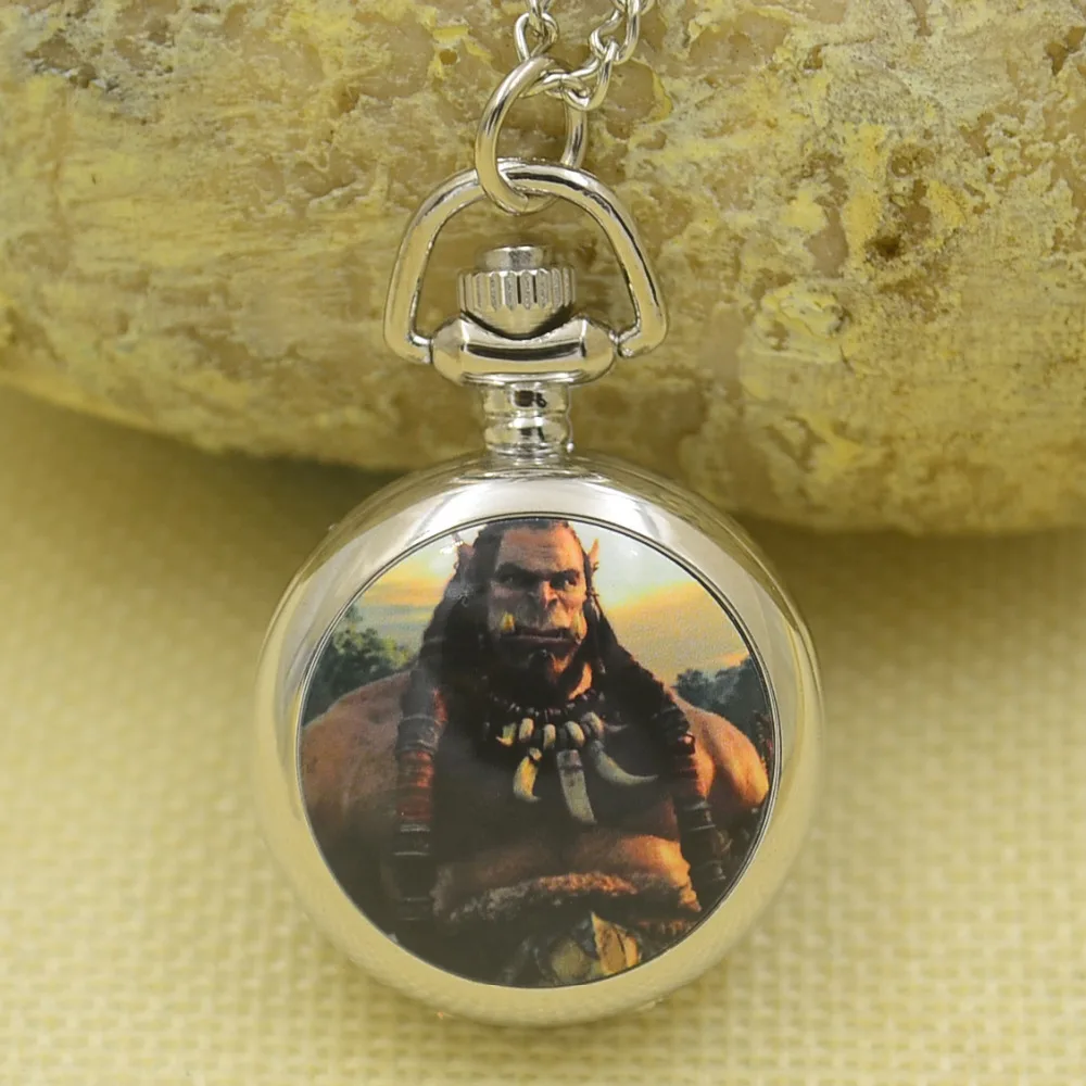 

wholesale fashion quartz pocket watch necklace women world of warcraft silver mirror fob watches gift cartoon movie antibrittle