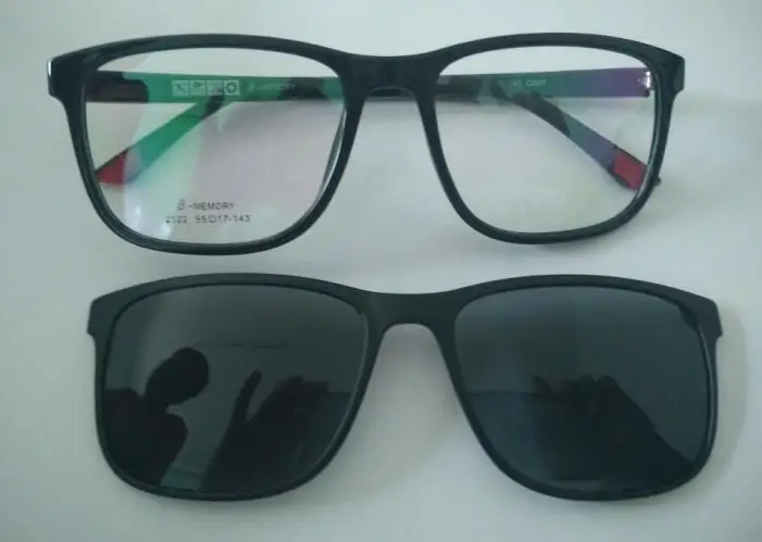 Black clip gray lens DEDING, магнитные поляризованные солнцезащитные очки на застежке с оптической оправой, линзы для близорукости, защита от синего и ультрафиолетового излучения, солнцезащитные очки DD1410 - Цвет линз: Black clip gray lens