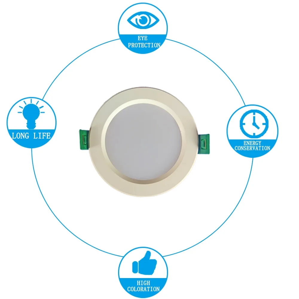 

LED DownLights AC90-260V Round Recessed Ceiling Lamps 18W 15W 12W 9W 5W Cold white 6500K Bulbs Bedroom Kitchen Interior Spot