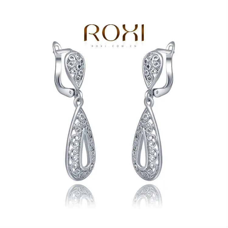 Roxi ювелирные изделия из платины белый позолоченные ретро капли воды серьги для
