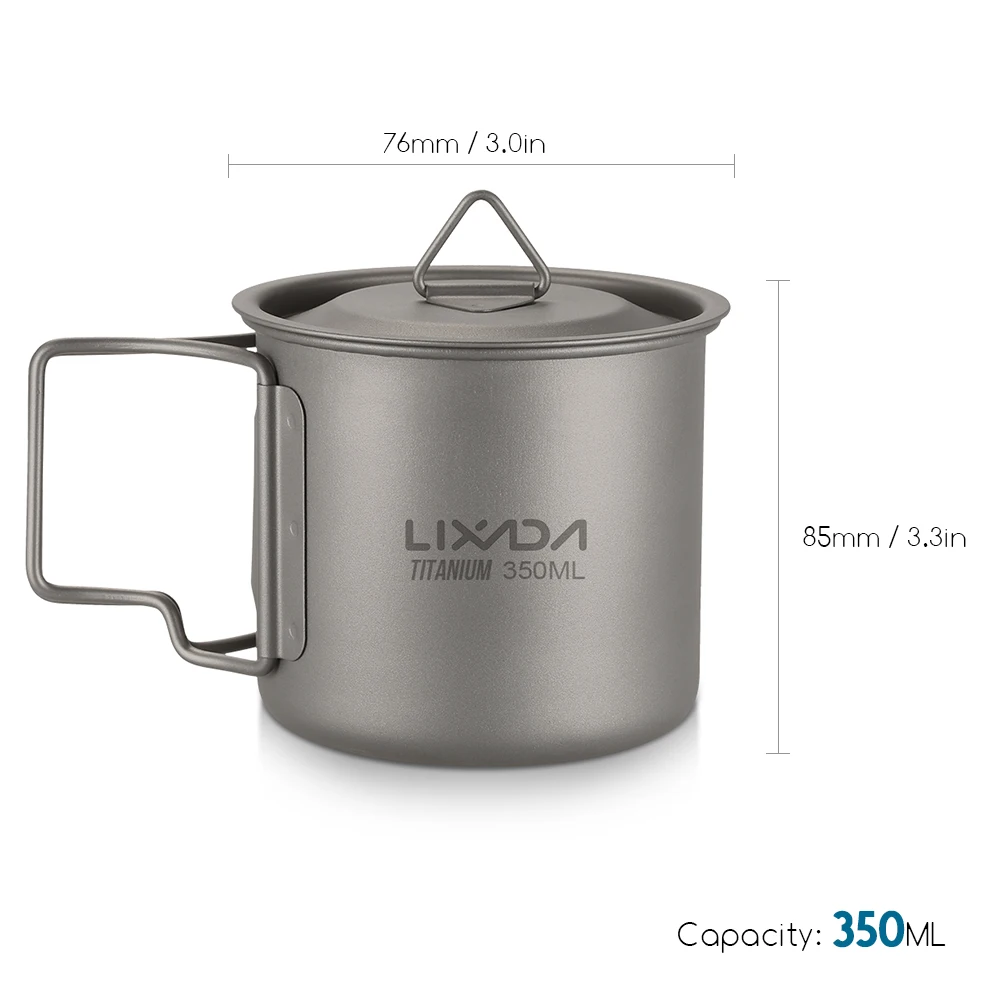 350ml Легкая титановая Складная ложка-вилка, ложка, чашка для воды, кружка для путешествий, походная посуда, уличная посуда, набор столовых приборов - Цвет: 350ml