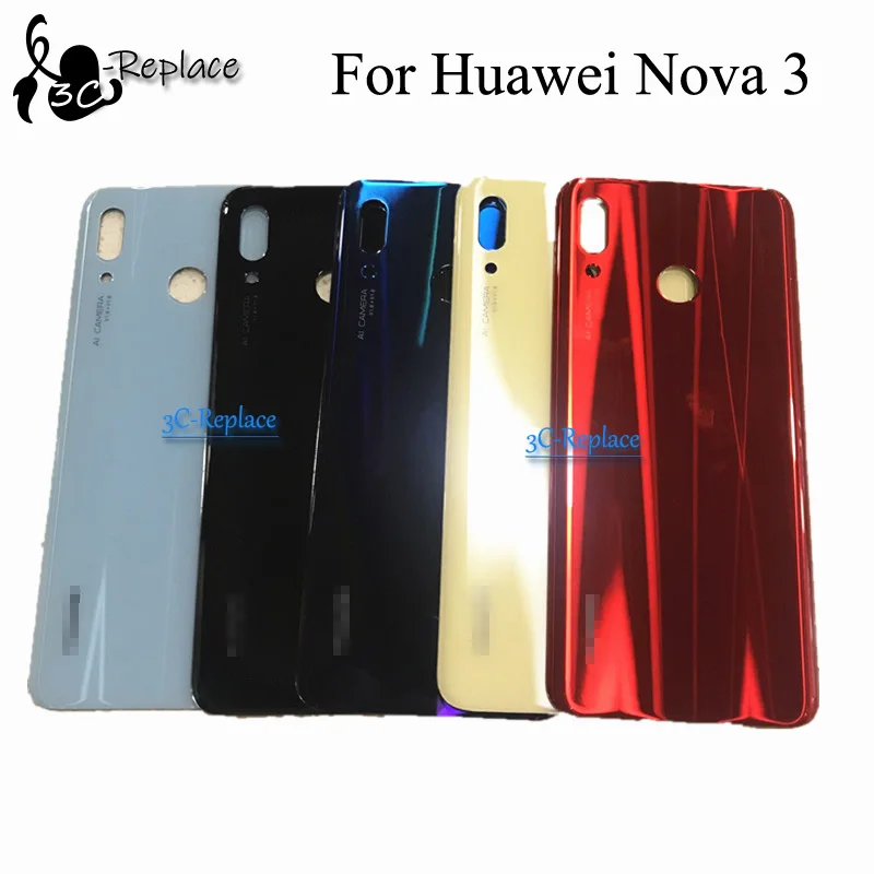 Для huawei Nova 3 Nova3 PAR-AL00 PAR-LX9 PAR-L29 PAR-L11 PAR-LX1 задняя Батарея крышка дверца батарейного Корпус чехол сзади Стекло запчасти