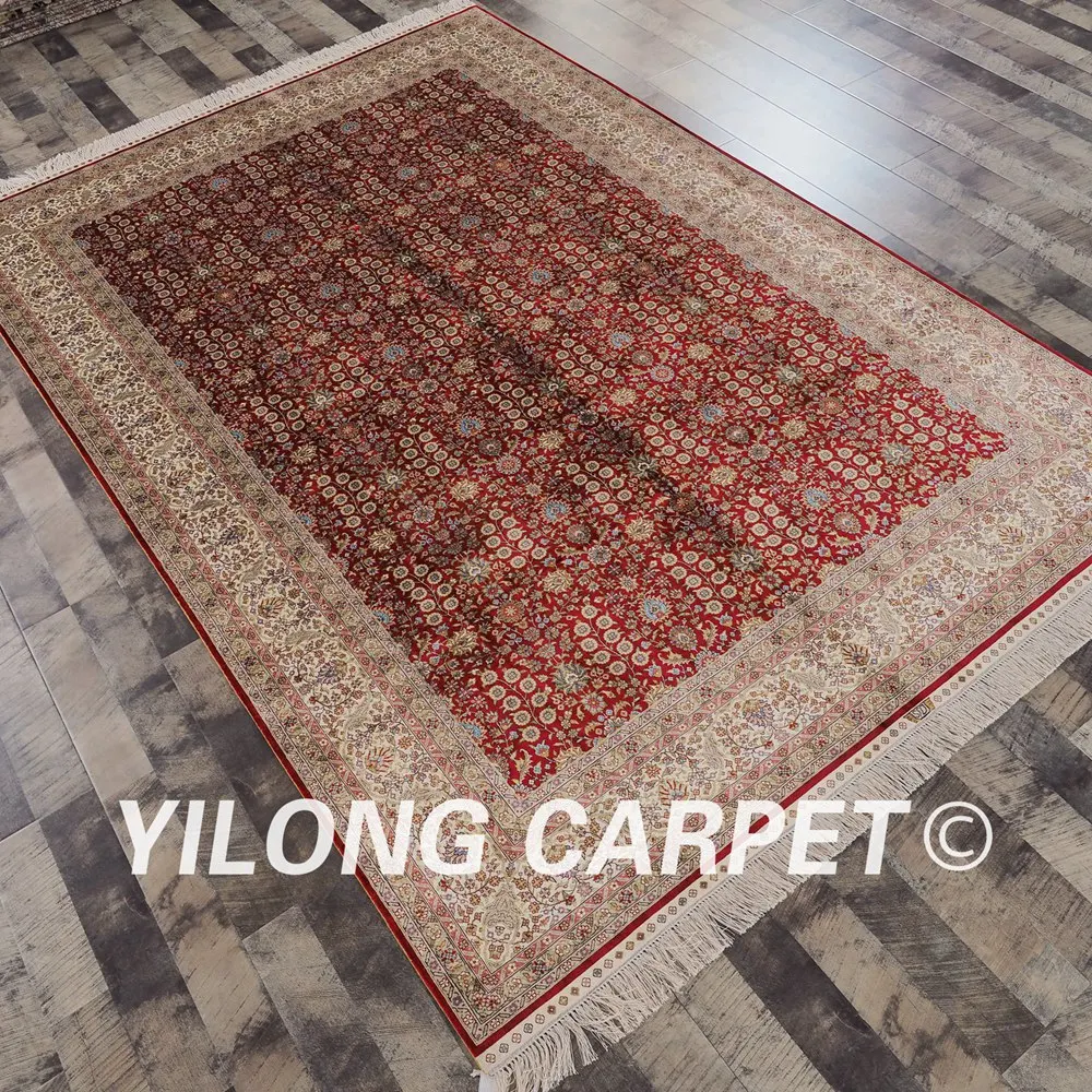 Yilong 6 &quotx 9&quot красный ковер ручной работы шелковый с узелком (LH03A6x9)|carpet rug|silk carpetrugged