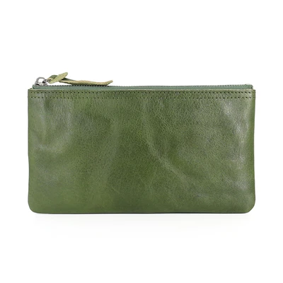 Green Мужские кошельки из натуральной коровьей кожи, роскошный брендовый Длинный кошелек на молнии для телефона, тонкие женские кошельки, мужские кошельки для денег, тонкие Кошельки для монет - Цвет: Green