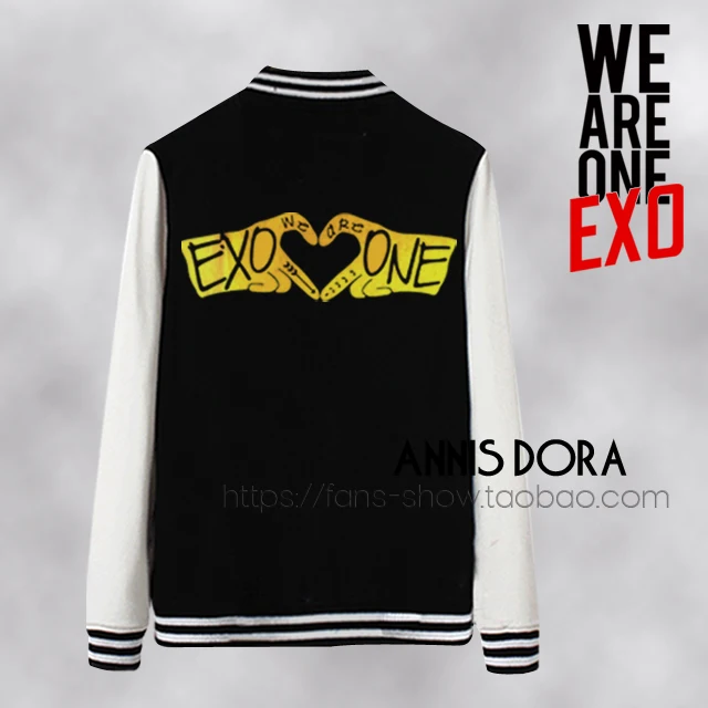 EXO we are one logo kris D.O. baekhyun sehun chanyeol хлопковая флисовая бейсбольная куртка | Мужская