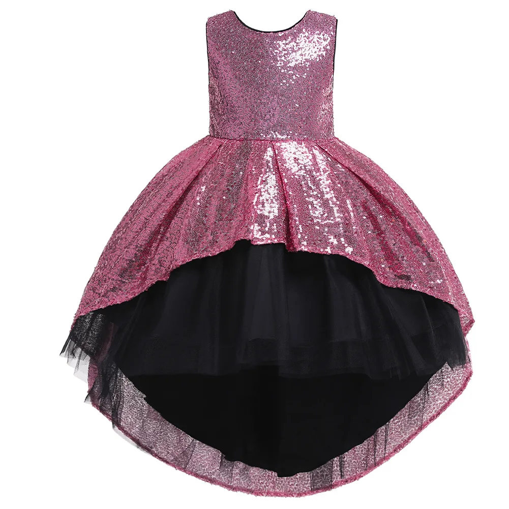 2019 Summer New Girl Princess Sequined Big Bow Excellent Foreign Style Children's Model Walking Show Evening Trailing Dress | Детская