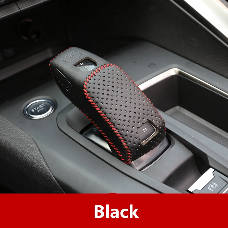 Black Подходит для Citroen C5 Aircross Внутренний чехол из натуральной кожи чехол рычага рукоятки рычага КПП оболочка рукоятки рычага переключения передач украшения Аксессуары - Название цвета: Black