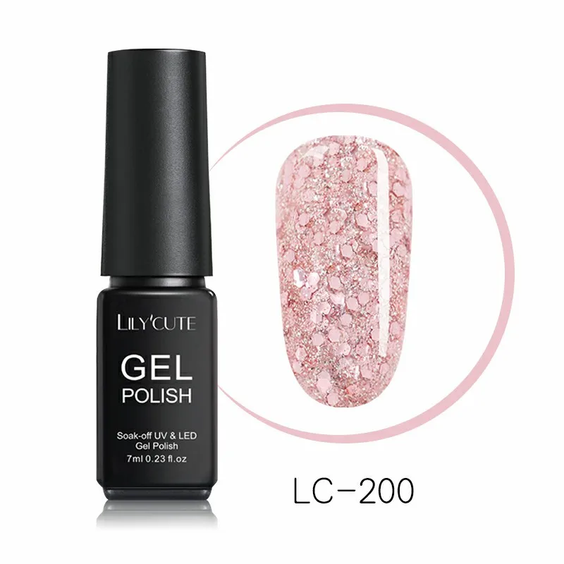 LC-200 LILYCUTE, 7 мл, блестящий УФ-Гель-лак, розовый, цветной, блестящий, долговечный, из натуральной смолы, замачивается, Гель-лак для ногтей, дизайн - Цвет: LC-200
