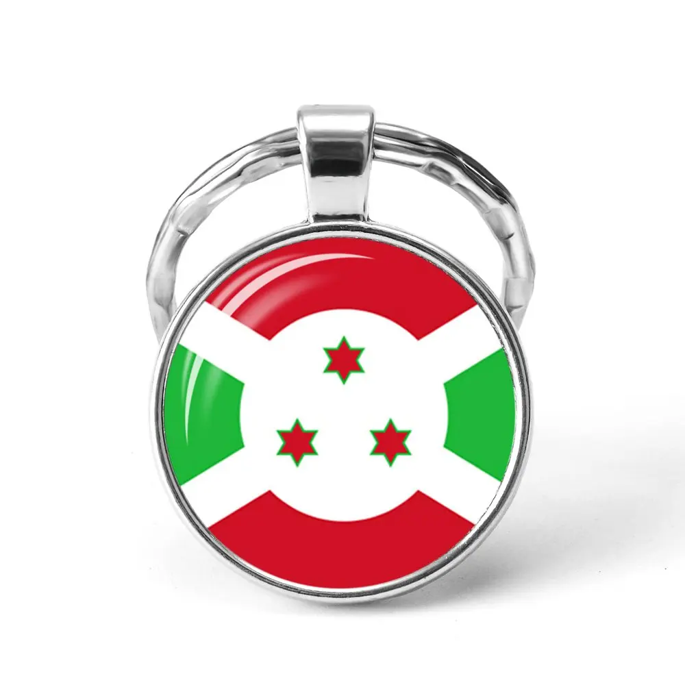 Burundi Новейшие металлические наушники Футбол Мировой Кубок брелок Украина/Испания/Израиль/Соединенное Королевство Национальный флаг Стекло брелок с кабошоном - Цвет: Burundi