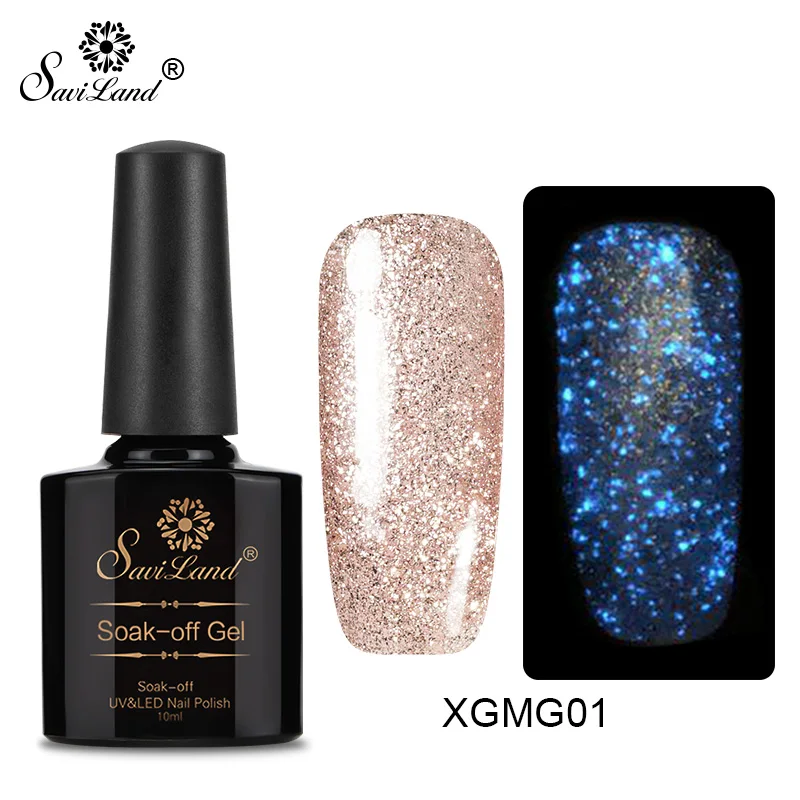 XGMG01 Saviland светящийся розово-золотой УФ-гель для ногтей Дизайн ногтей звездный блеск гель лак для ногтей Полупостоянный флуоресцентный гель эмаль - Цвет: XGMG01
