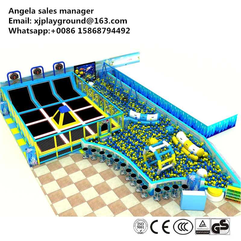 2017 крытая игровая площадка с миллионами шариков и большим батутом|indoor