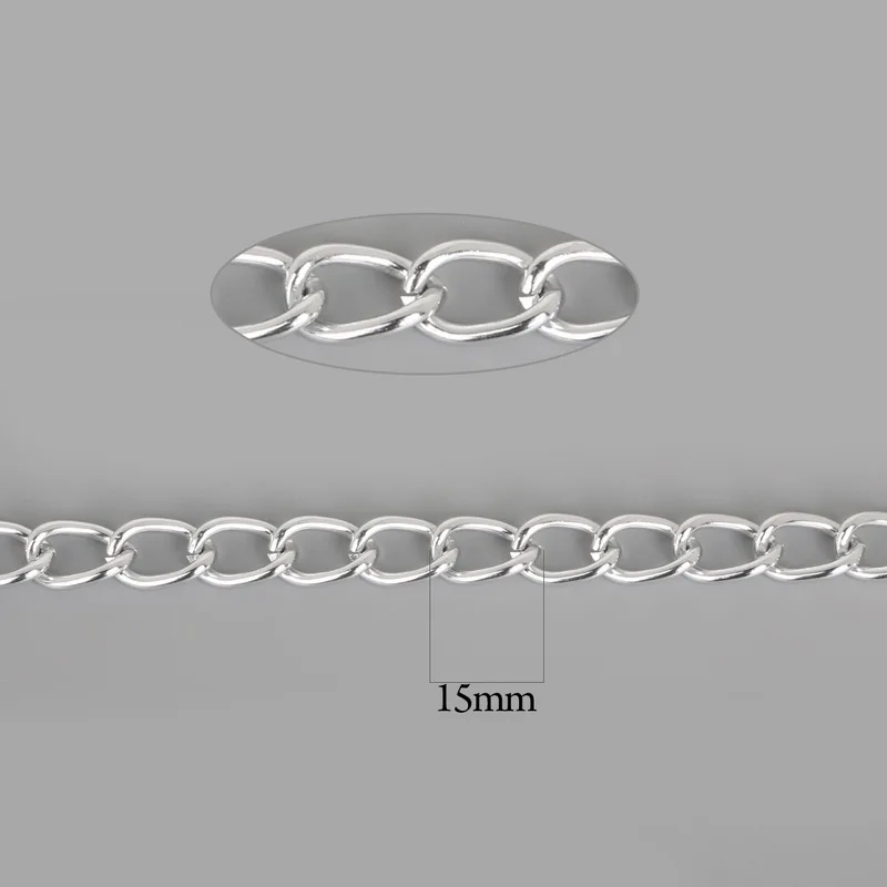 15x10mm 2meter Новое 9x6 мм 15x10 мм серебро/золото алюминиевое ожерелье с закрученной цепью цепи для самостоятельного изготовления ювелирных изделий материал - Цвет: 15x10mm 2meter