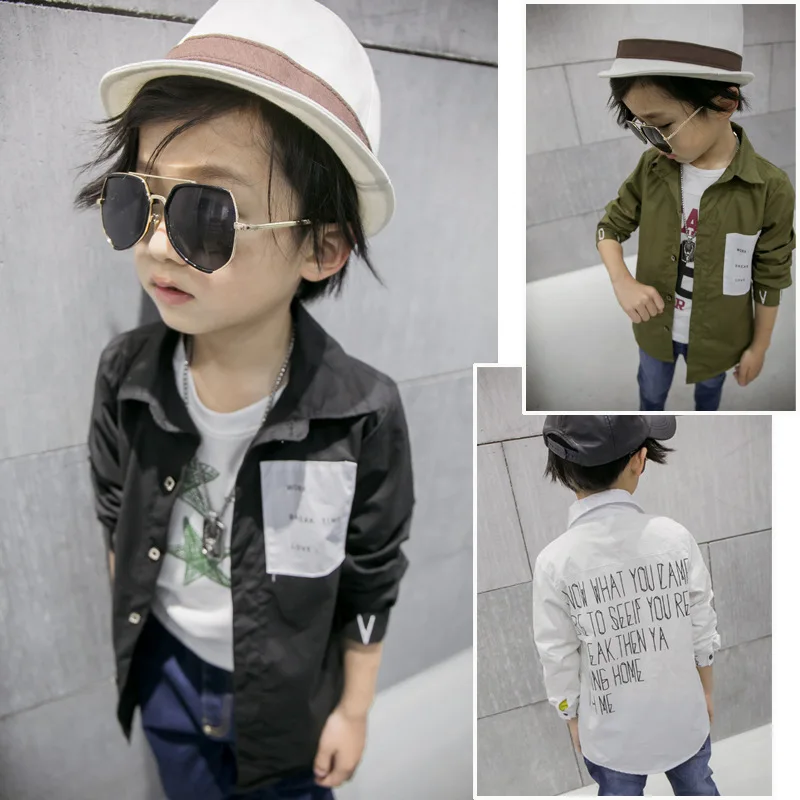 Бесплатная доставка 100% хлопок для маленьких мальчиков Рубашки свободные 2017