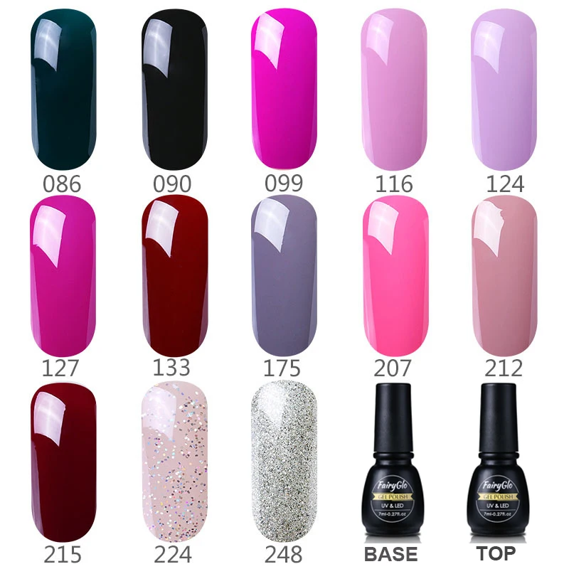 Fairyglo лак для ногтей 7 мл флакон черный цвет Nagellak Vernis a Ongle Полупостоянный 194 Цвета