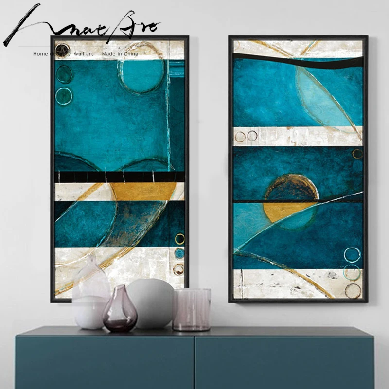 Абстрактная живопись Современный домашний декор американский стиль синяя