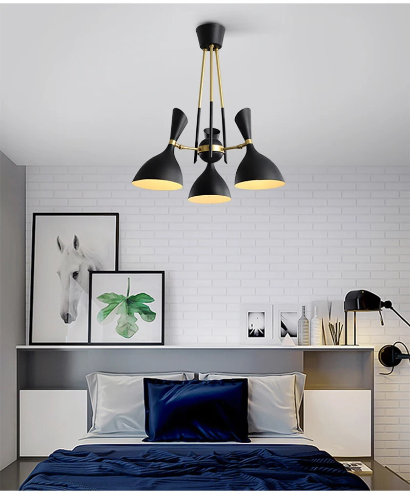 

Modern Lamp Suspendue Lumiere LED A Manger Lit Chambre Foyer Rond Boule De Verre Noir Or Nordique Simple Moderne Pendant Lamp