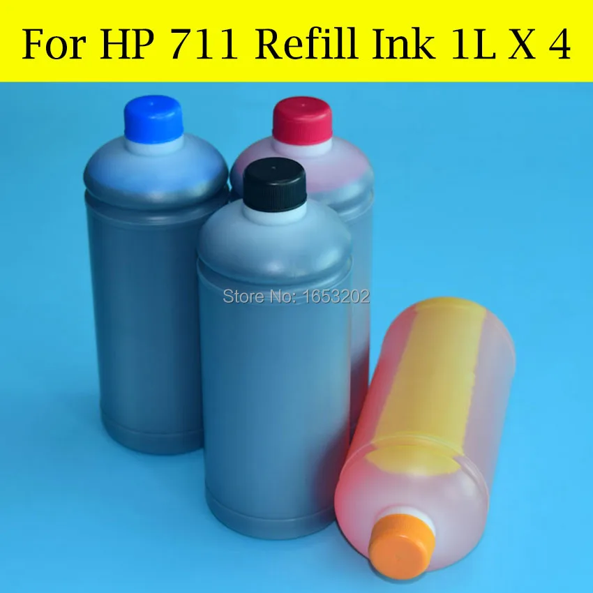 4 цвета/лот HP711 T120 T520 чернильный картридж СНПЧ BK пигмент C/M/Y набор чернил для