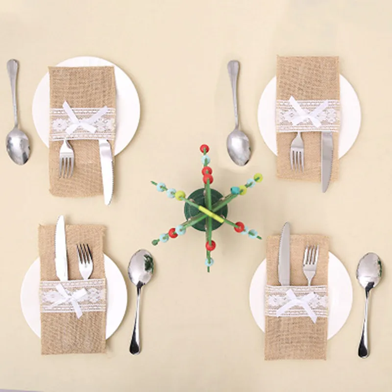 5 шт. декоративные джутовые мешочки для украшения свадебного стола|Украшения