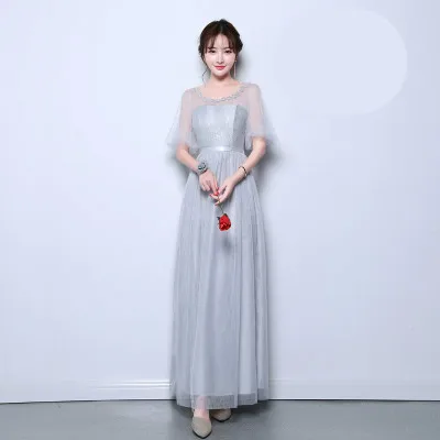 Sweet Memory New Long Bridesmaid Dress Champagne Bridesmaid Dresses SA1939 - Цвет: DLX Gray