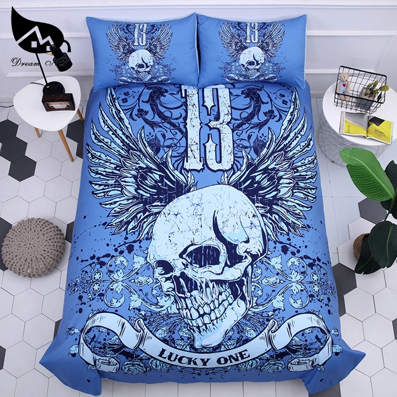 

Dream NS Bedding Set 3D Blue Skull Printing Four Piece Suit Quilt Cover Pillow Case Home Furnishing Articles