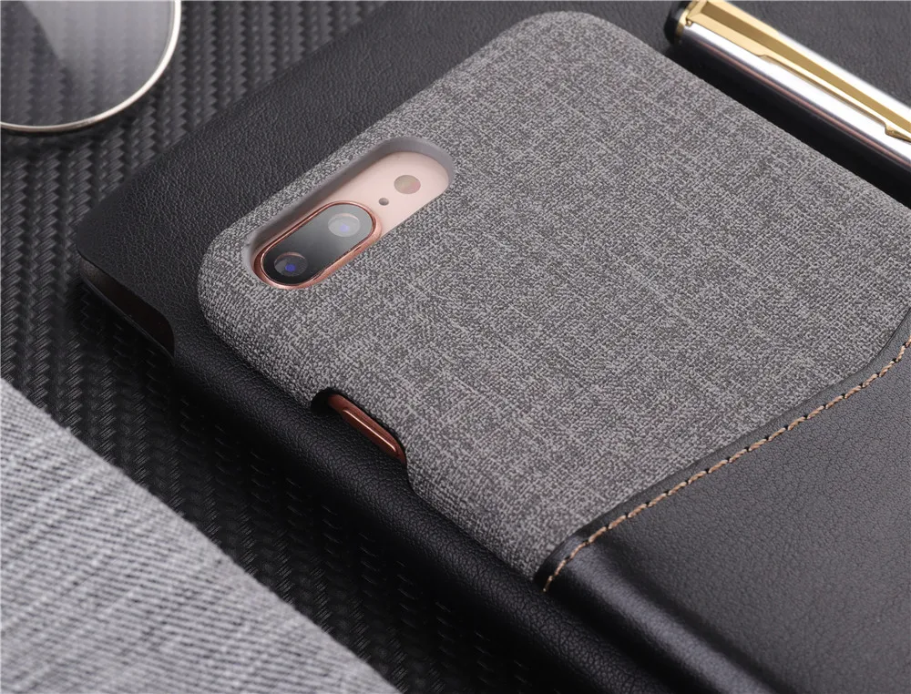 Business For Apple Iphone 7 7Plus 8 8Plus mobile phone case leather card anti-drop protection cover literary cloth pattern |