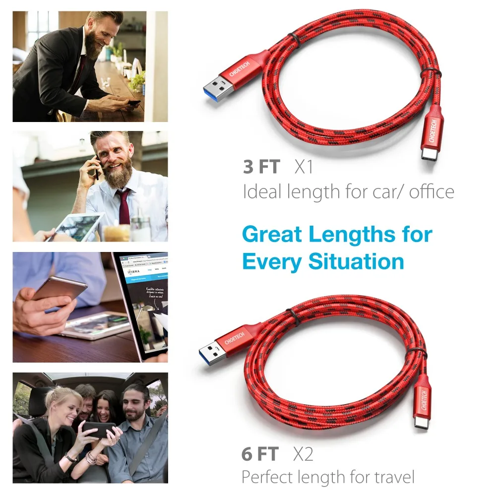 CHOETECH 0,5 м 1 м 2 м usb type-C кабель M Быстрая зарядка Usb 3,0 Usb C кабель для samsung Galaxy S9 S8 USB-C для Xiaomi Redmi huawei