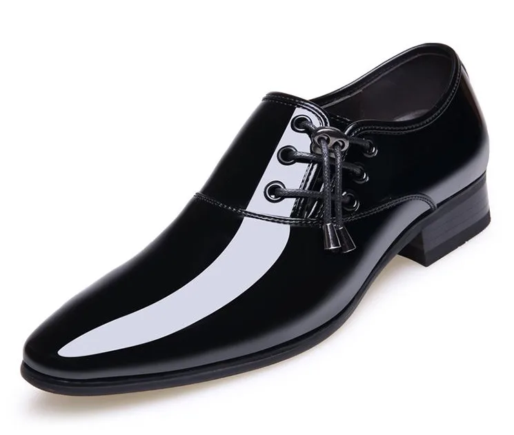 

Autumn Winter Men Fashion Pointed Toes Leather Dress Shoes Male England Style Lace Up Business Dress Shoes Wedding Shoes