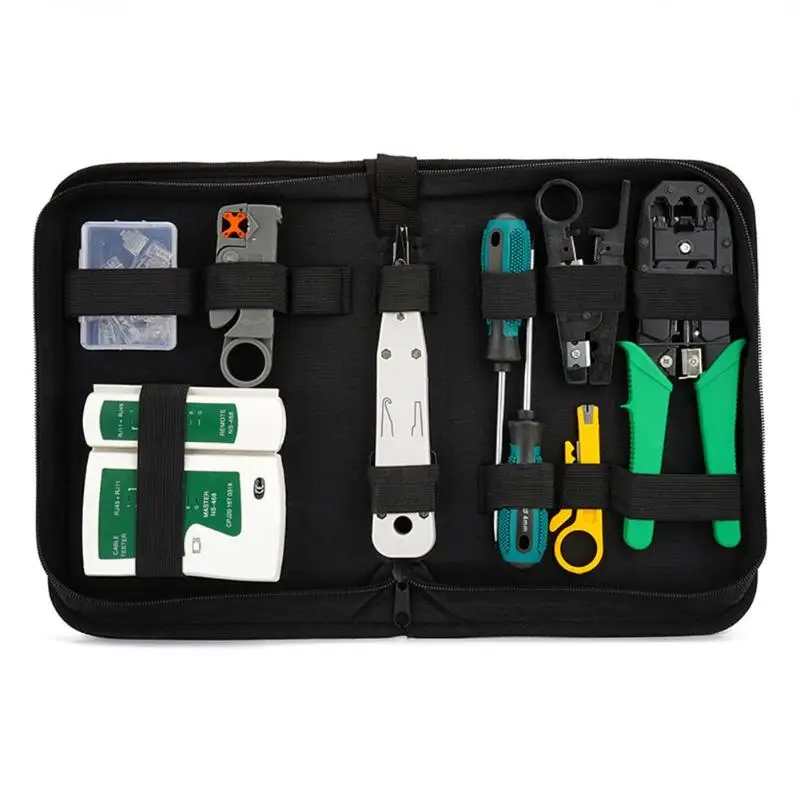 

12pc RJ45 RJ11 RJ12 Cable Crimping Tool LAN Network Repair Tool Kit Utp Cable Tester Pressing Line/Tangent Pliers Crimper Clamp