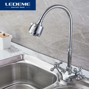 ledeme kitchen faucet dual holder and two kinds of water way outlet pipe tap basin plumbing hardware brass sink faucet l4319 3 free global shipping