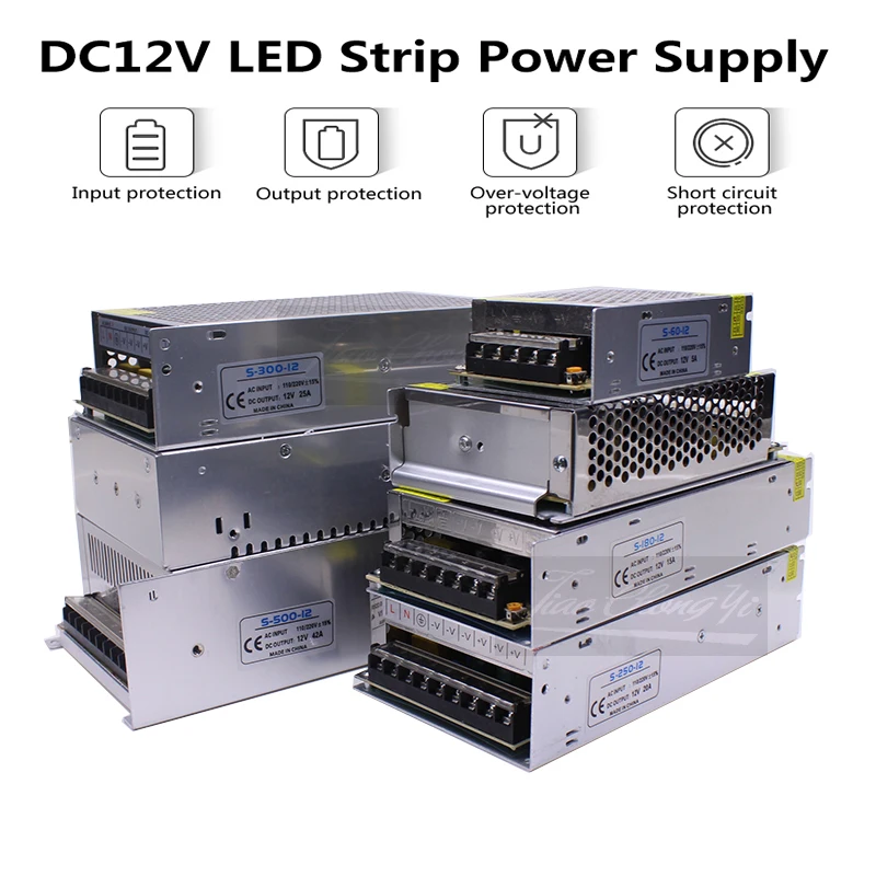 

AC110V-220V TO DC12V 5A 10A 15A 20A 25A 30A 42A Switch Power Supply Driver Adapter LED Strip Light