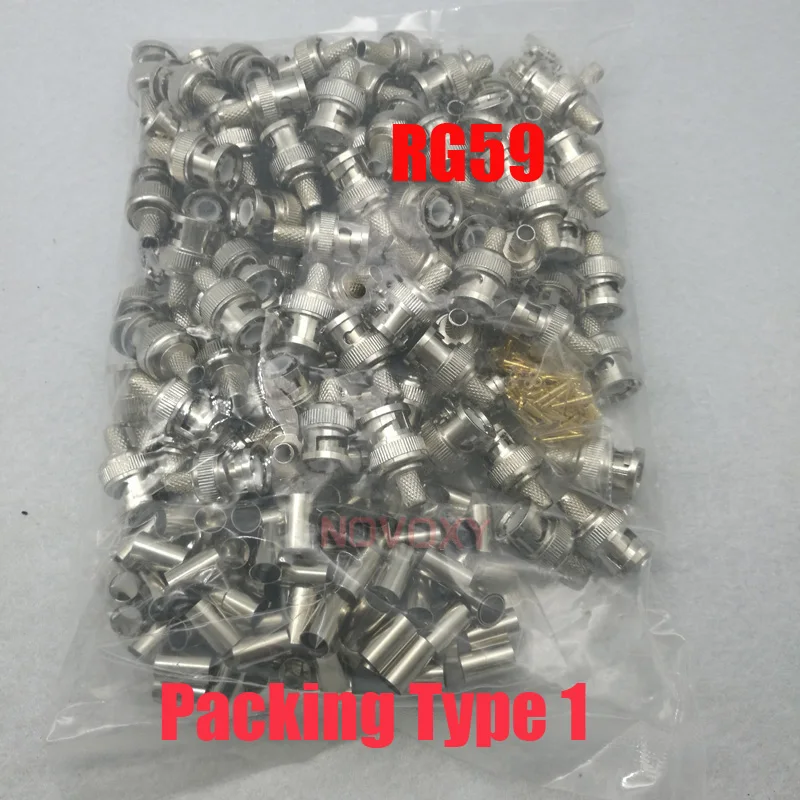 Обжимной штекер NOVOXY BNC для коаксиального кабеля RG59 разъем Q9 3 шт.|bnc male crimp plug|male