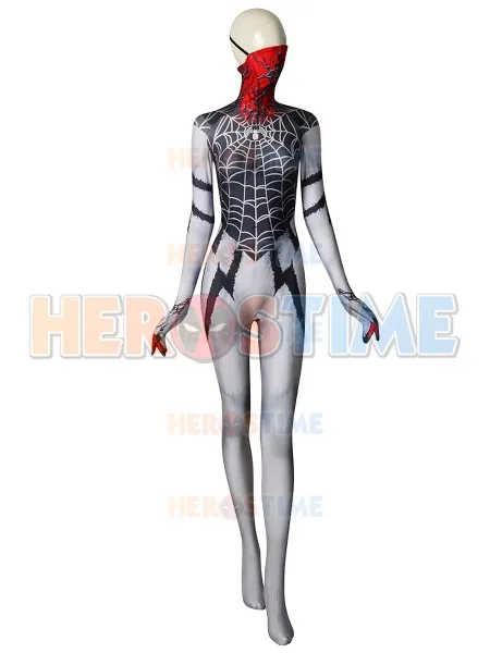 Шелковый костюм паук Venom Symbiote Silk Cindy Moon боди с 3D принтом из лайкры для женщин